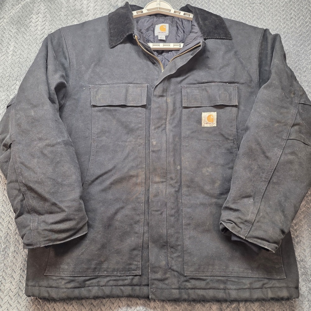 Carhartt C003 BLK Black Duck Arctic Traditional Coat Men XL Distressed Workwear